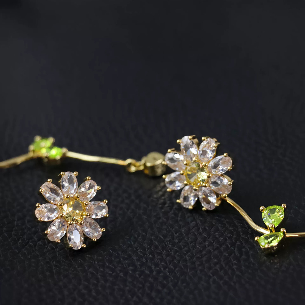 Kendra Scott Sunflower Stud Earrings Colorful CZ Gold Plated Silver Post